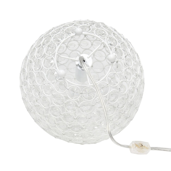 10 Contemporary Metal Crystal Round Sphere Glamourous Orb Table Lamp, White